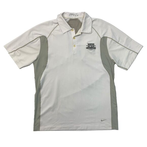 Nike Golf Shirt Mens Medium Ivory Stretch Dri Fit 2010 US Open Pebble Beach Polo - Picture 1 of 16